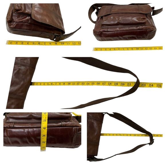 Vintage Fossil Distressed Aged Brown Leather Briefcase Messenger Bag - Picture 16 of 16